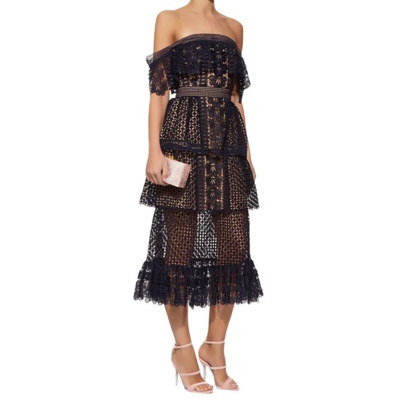 Self-Portrait Dresses & Skirts - NWT Authentic Off Shoulder Guipure Dress UK 8
